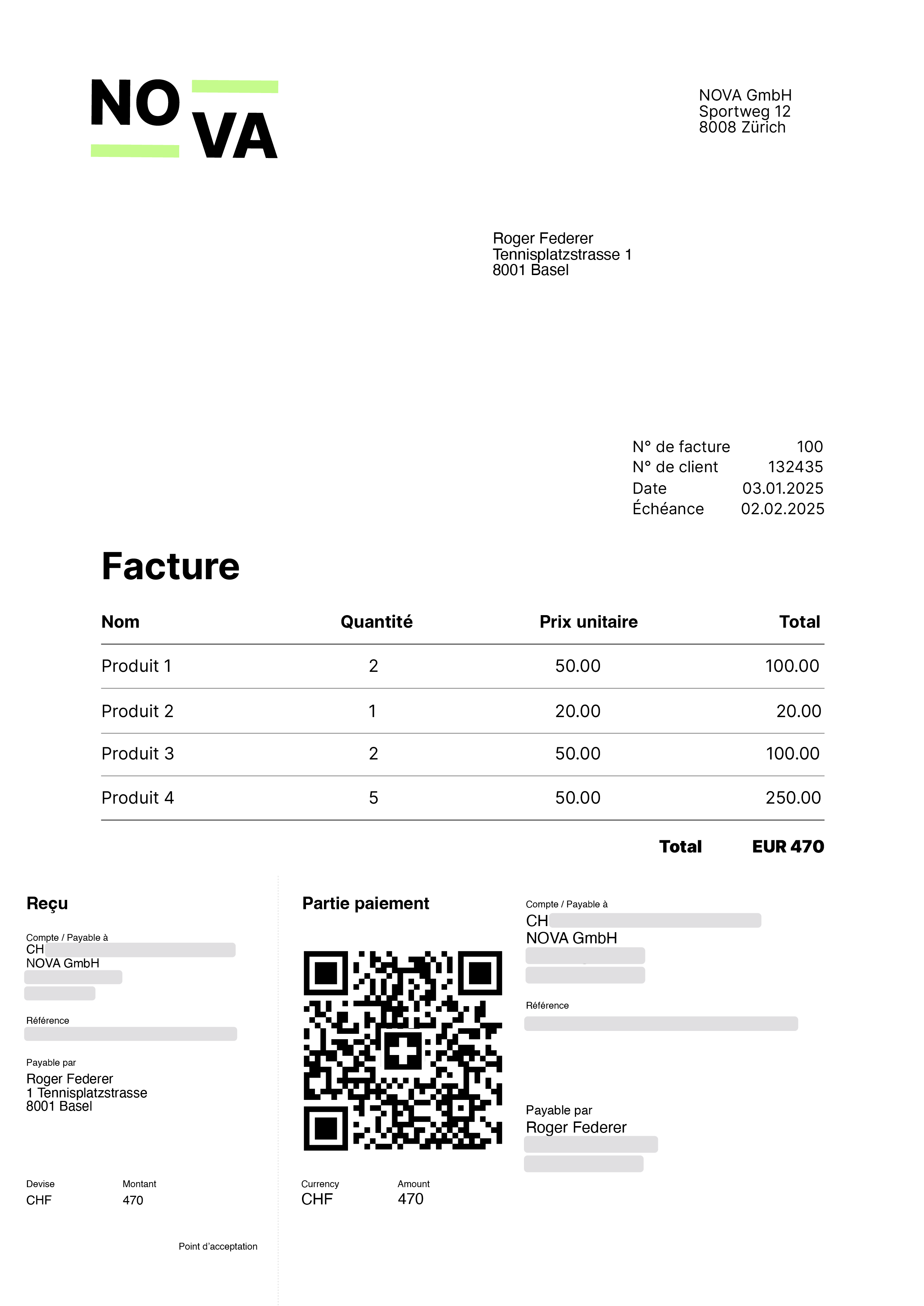 Envoi facture - Document de facture