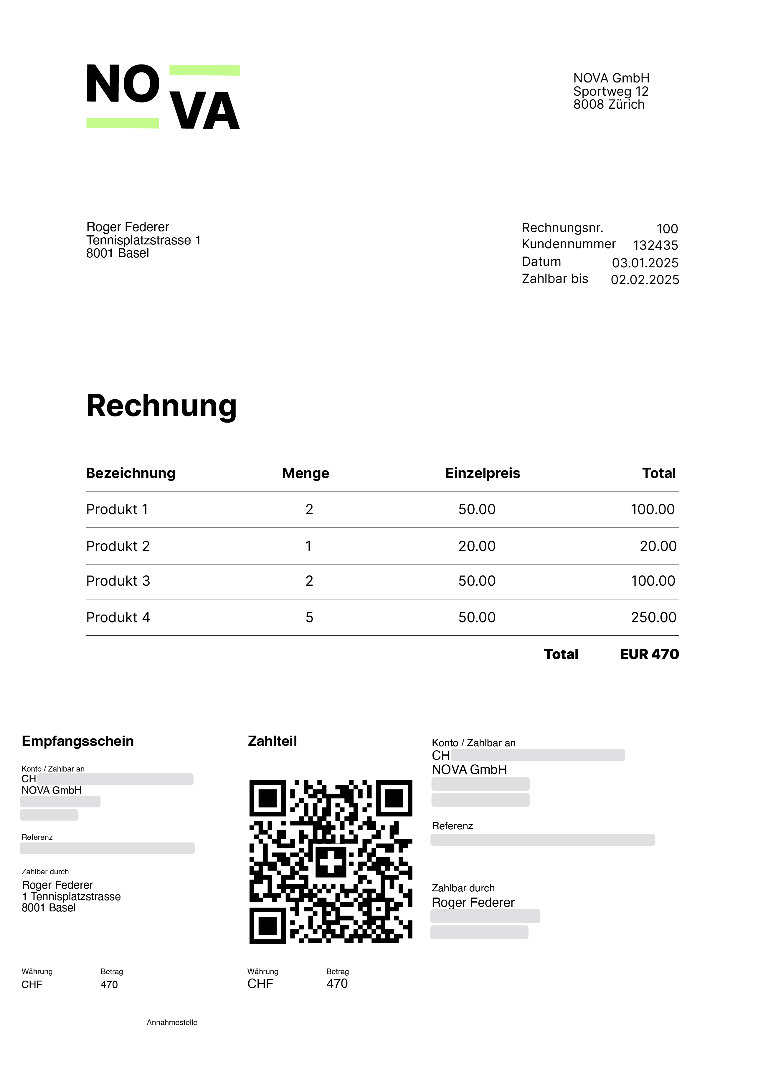 Rechnungsversand - Rechnungsdokument