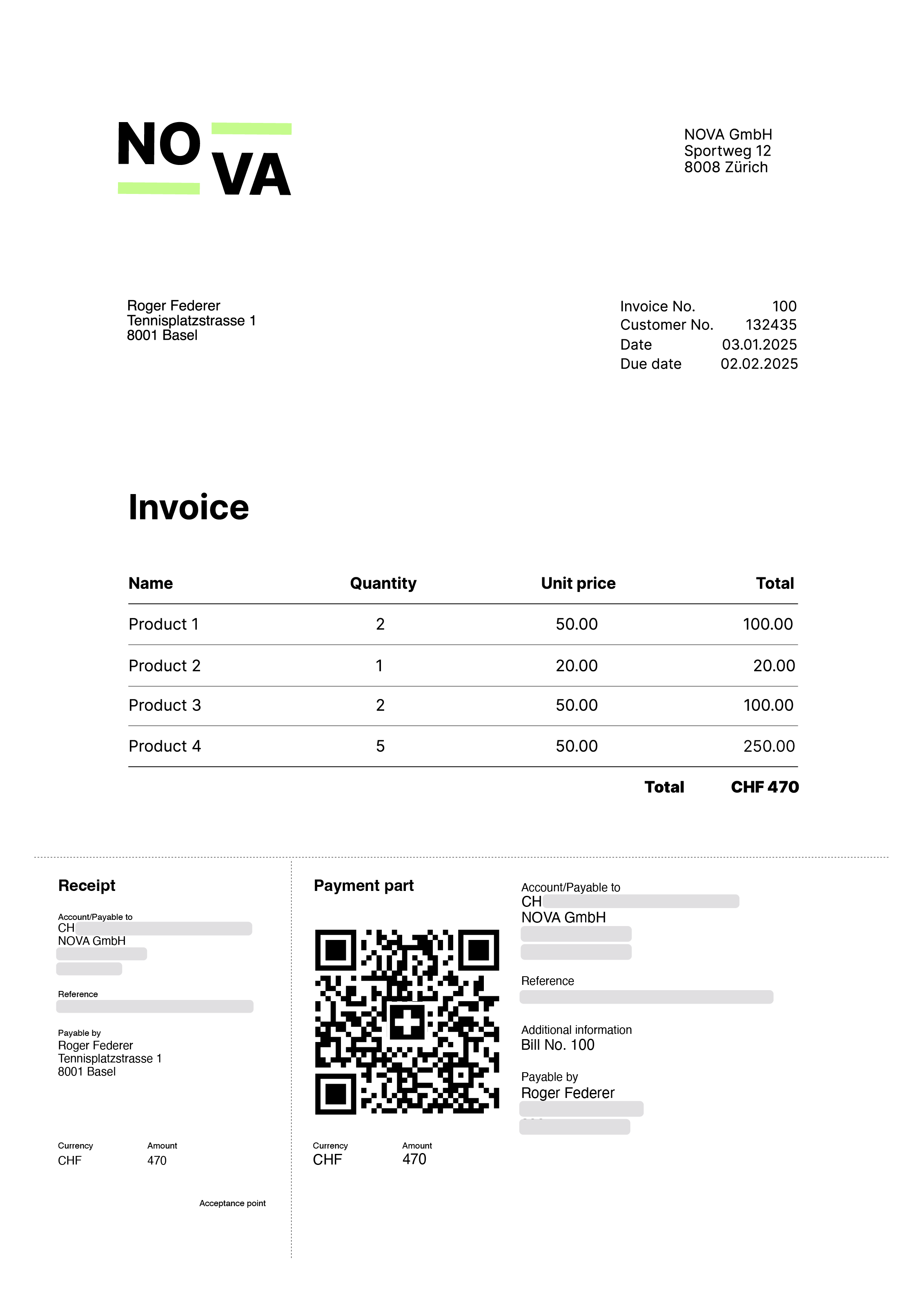 Invoice example