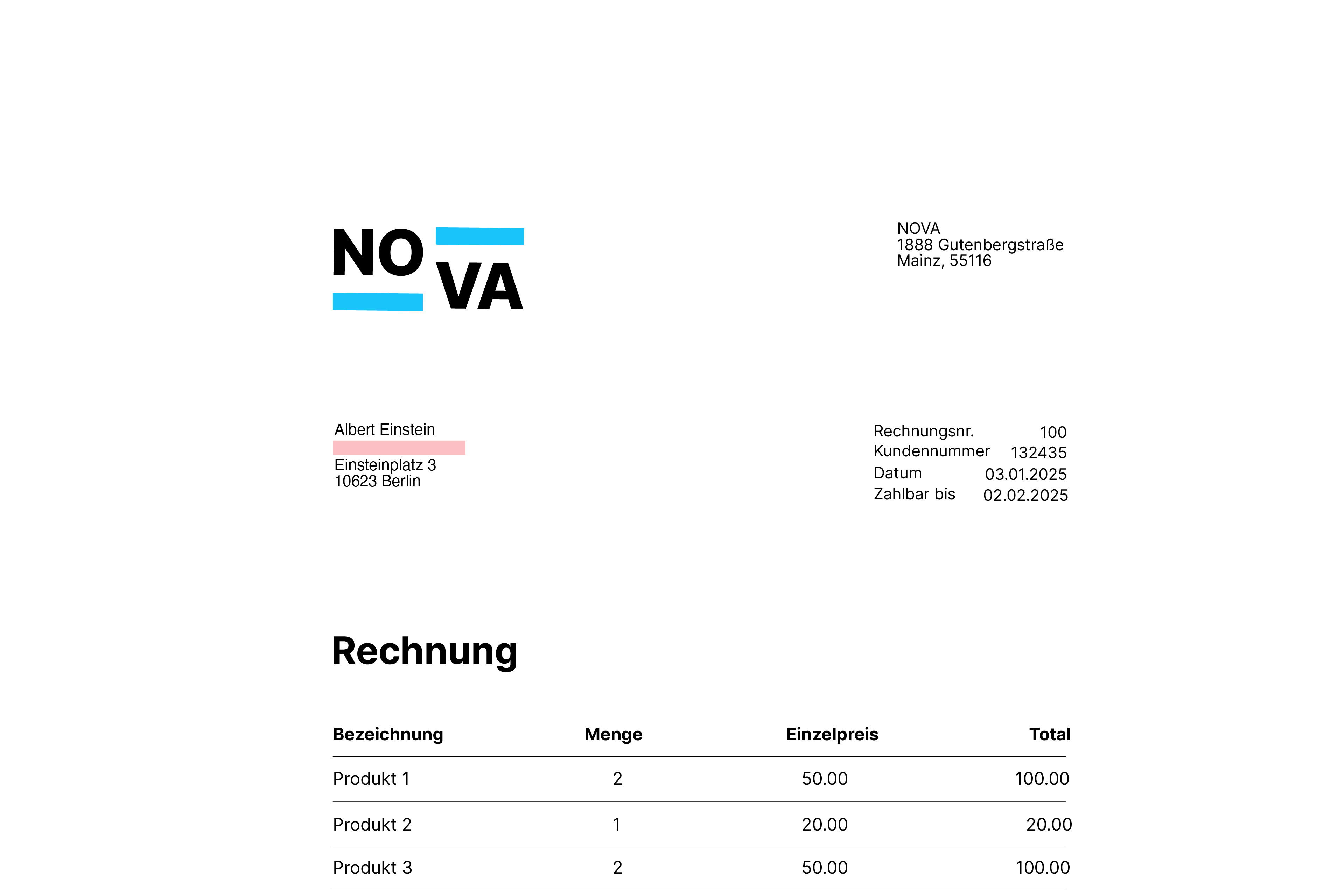 Rechnungsadresse dokumenten validierung