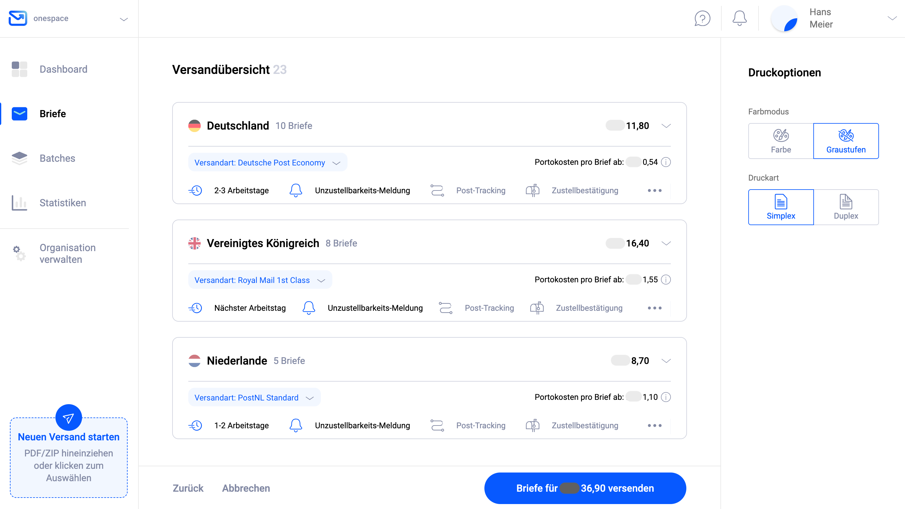 Sendeübersicht Pingen-WebApp