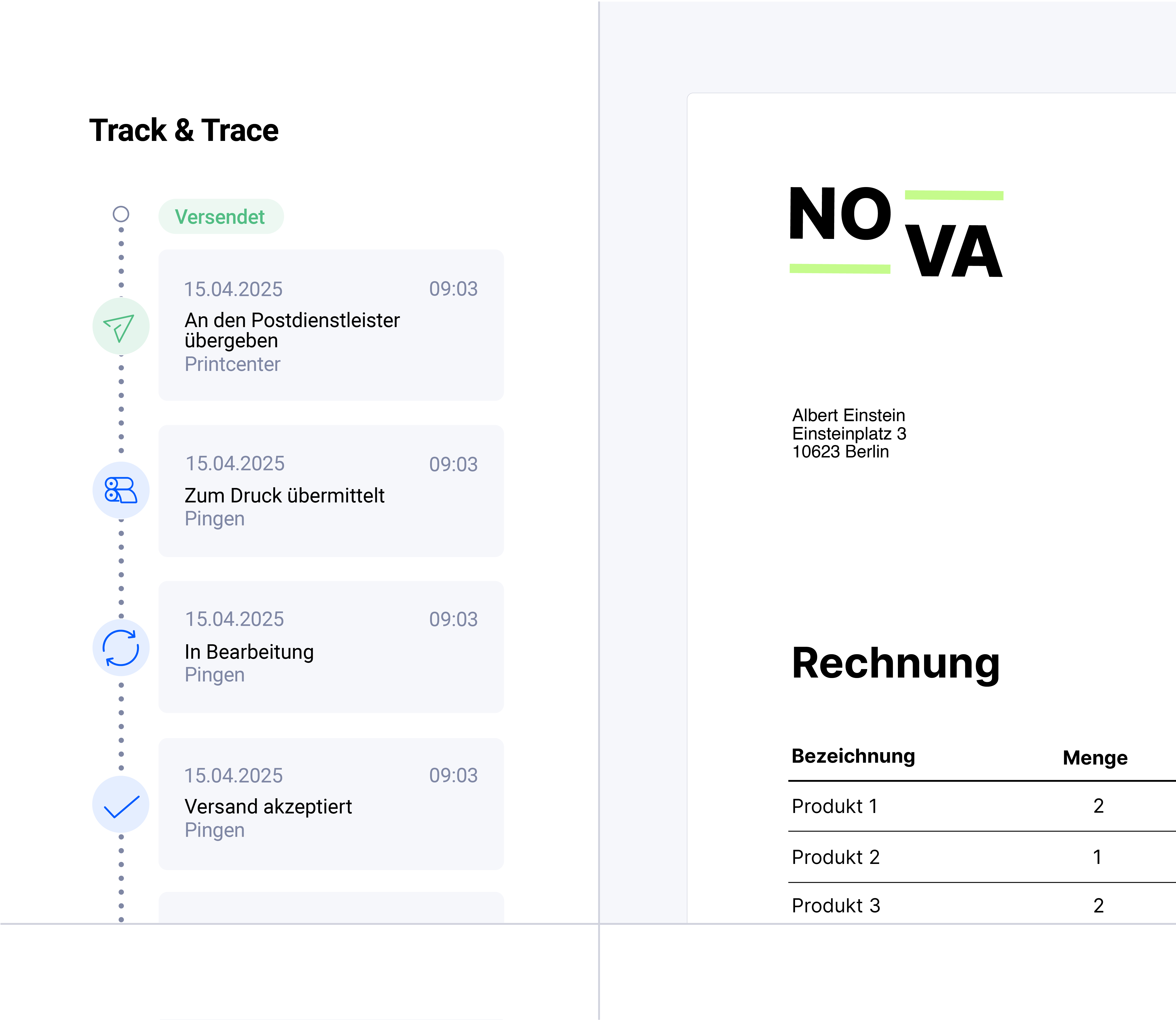 Pingen WebApp zeigt den Echtzeit-Status der Sendungsverfolgung